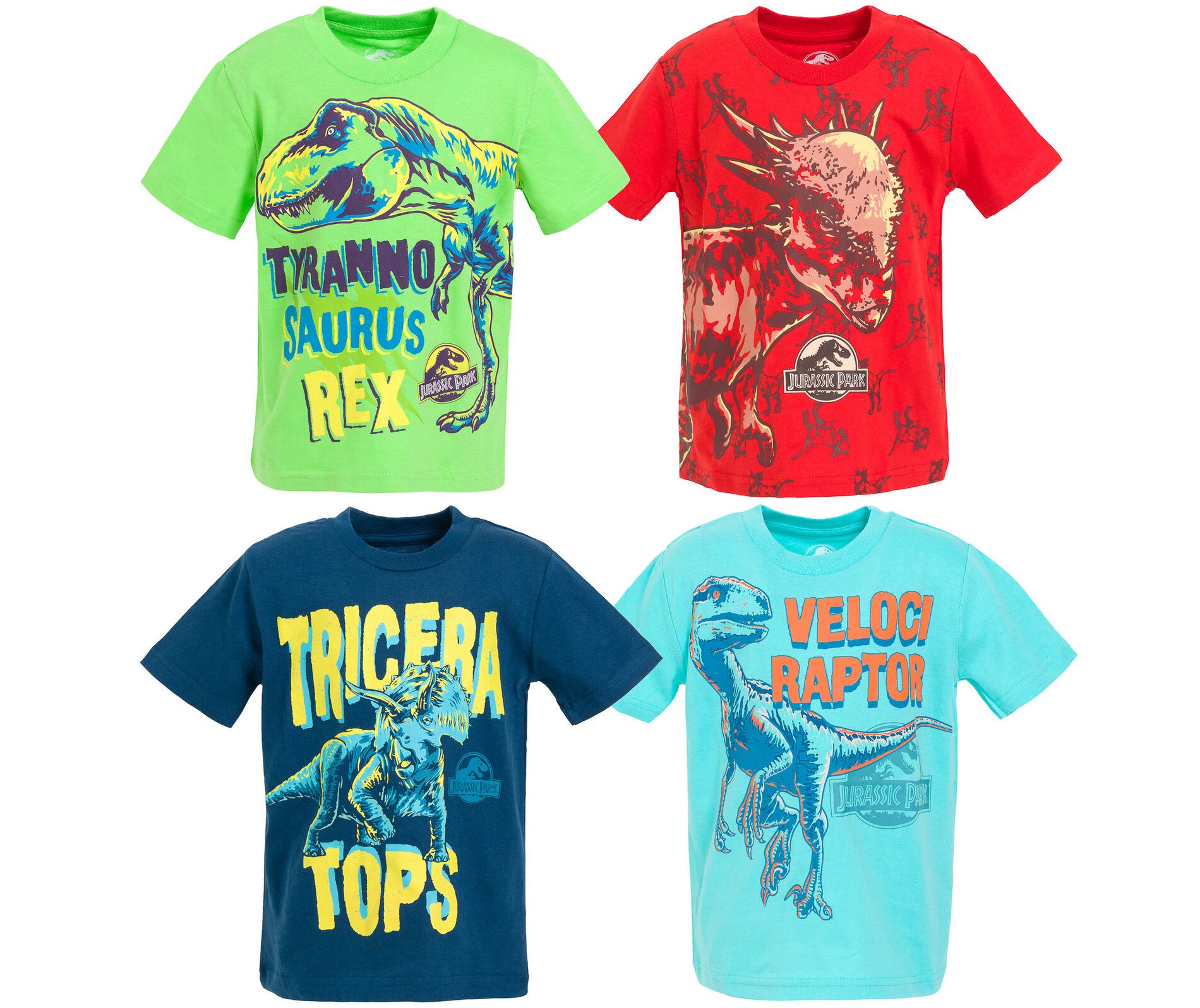 Jurassic World 4 Pack T-Shirts Little Kid to Big Kid