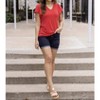 Women's Flutter Sleeve Top - Grace & Lace - 4 of 4