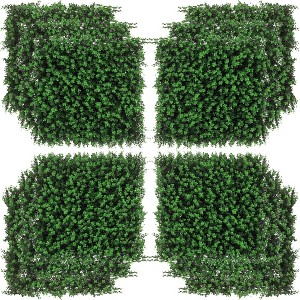 Outsunny Artificial Grass Wall Panel Backdrop, 12 20" x 20" Boxwood UV Protection Privacy Screen Panels - 1 of 4