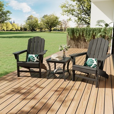 HDPE Adirondack Chair, Wood Texture Patio Furniture, Outdoor Lawn Chair for Garden Backyard Deck Poolside