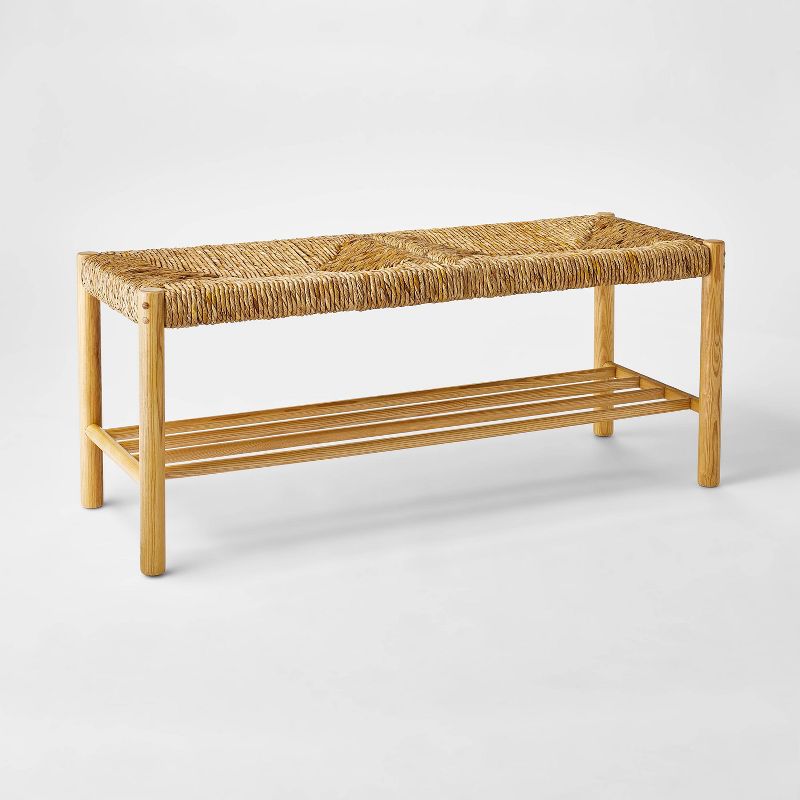 Bench with Woven Frame Light Brown - Threshold&#8482; designed with Studio McGee, 1 of 9