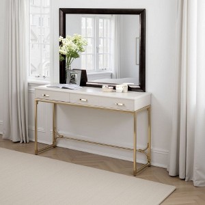 Royal Hampton Dresser Vanity Mirror, 40 Inch Modern Black Solid Wood Frame - 1 of 4