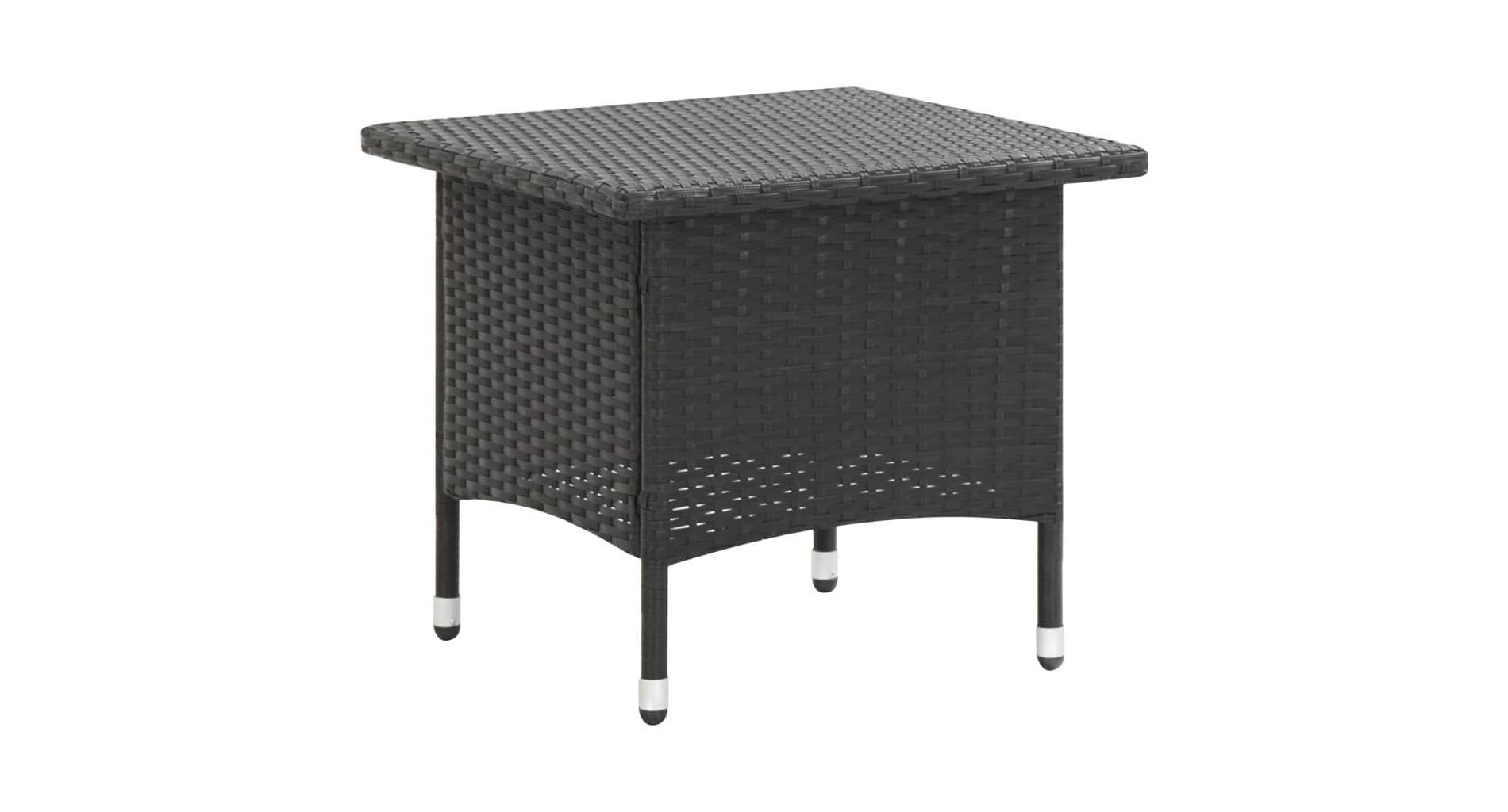 vidaXL Tea Table Black 19.7"x19.7"x18.5" Poly Rattan