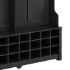 NicBex Coat and Shoe Rack Entryway Hall Tree with Bench with 6 Hooks, 24 Independent Open Shoe Cubbies, and 3 Shelves, Black - 3 of 4