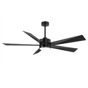 Airsurfer 65" Ceiling Fan with Color-Changing LED Light, Matte Black with Black Blades, 5-Blade, Remote Included - 1 of 4
