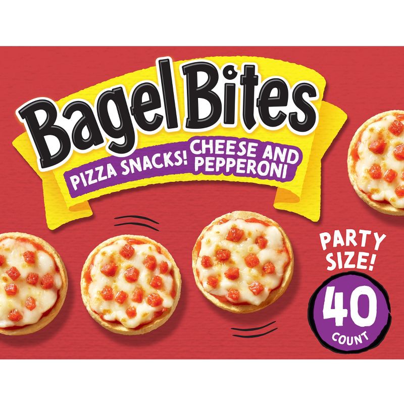 Bagel Bites Cheese &#38; Pepperoni Mini Pizza Bagel Frozen Snacks - 31.1oz/40ct, 1 of 17