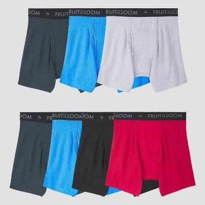 Fruit of the Loom Select Men's Breathable Cotton Micro-Mesh Boxer Brief 5pk+2 - Black/Gray