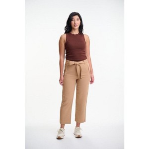 Lafidi Women’s Mid-Rise Cropped Pants – Relaxed Tapered Leg Trousers with Sash Belt and Welt Pockets - 1 of 4