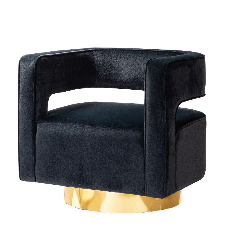 Velvet Edise Swivel Barrel Chair Living Room Accent Chair with Metal Base  | Karat Home, 2 of 11