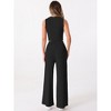Allegra K Women's 2 Piece Crew Neck Sleeveless Crop Tank and Wide Leg Pants Summer Lounge Set - 4 of 4