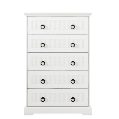 Keloyid White 5 Drawers 31.5 in. Wide Wood Chest of Drawers