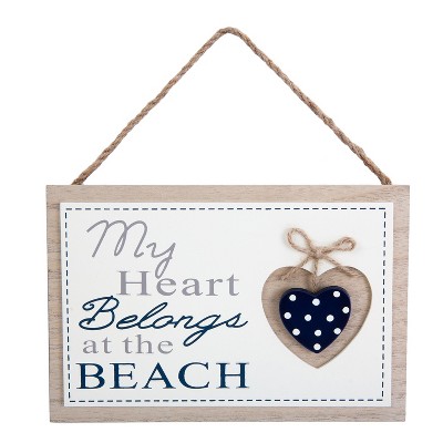 Beachcombers Heart Belongs To Beach Sign 7.875 x 5.25 x 0.25 Inches.