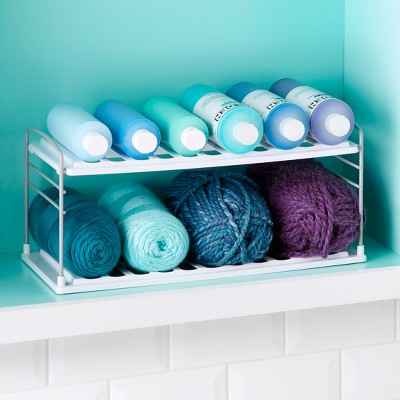 Adjustable 2-Shelf Wide Steel Bottle & Mug Organizer