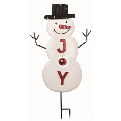 Transpac Metal White Christmas Snowman Yard Stake