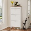 Okak Shoe Cabinet, Freestanding Shoe Organizer with 3 Flip Drawers, Shoe Storage Cabinet for Entryway, Living Room, Hallway, White - 4 of 4