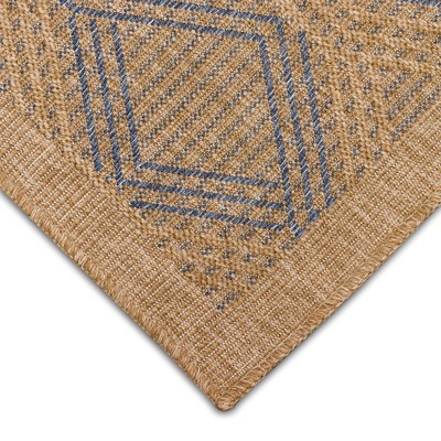 Navy Geometric Flat Woven Synthetic Indoor/Outdoor Rug 6'6" x 9'4"