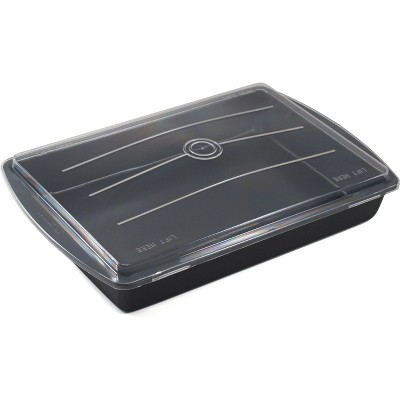 Chicago Metallic Gourmetware Make N Take Baking Pan with Lid, 13.2 x 9 Inch