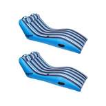 Aqua Leisure Key West Ultra 275 Pound Weight Capacity Cushioned Comfort Lounge Outdoor Swimming Pool Float with Pillow, Blue (2 Pack)