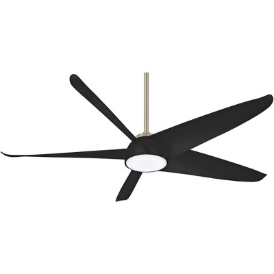 60" Minka Aire Ellipse Coal Black Modern LED Smart Ceiling Fan for Living Room Bedroom Kitchen Dining