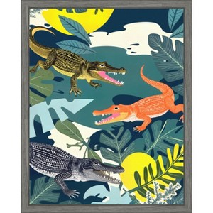 Amanti Art Three Crocodiles by Uma Gokhale Framed Canvas Wall Art - 1 of 4
