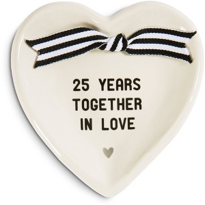 Pavilion Gift Company - 25th Anniversary - 4.5" x 4.5" Heart-Shaped Keepsake Dish - Decorative Trays and Platters - 1 of 4