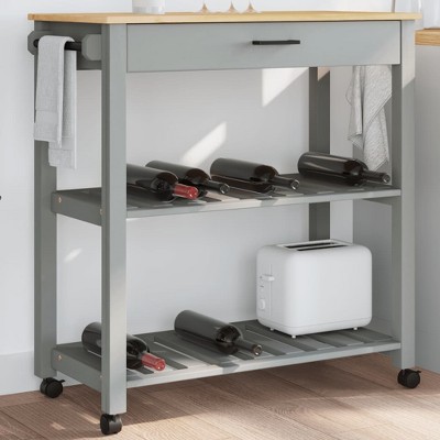 vidaXL Kitchen Trolley MONZA 33.1 in.x15.7 in.x35.4 in. Solid Wood Pine
