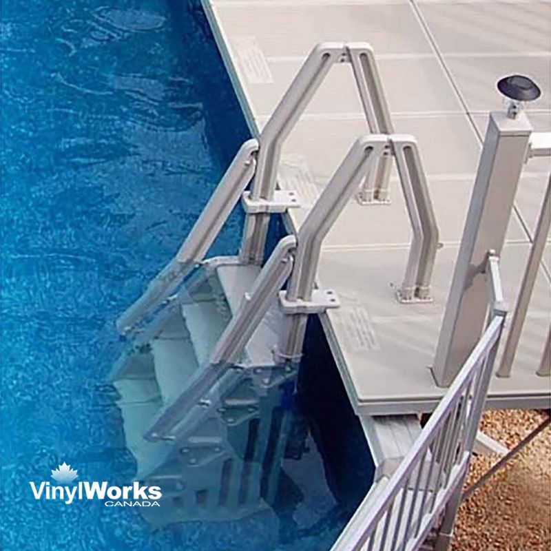 Vinyl Works Adjustable 32 Inch In-Pool Step Ladder for Above Ground Pools, White, 5 of 7