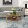 Metal Glass Top Circular  Coffee Table in Gold - Henn&Hart - 2 of 4