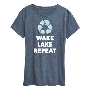Women's - Instant Message - Wake Lake Repeat Short Sleeve Graphic T-Shirt - 1 of 4