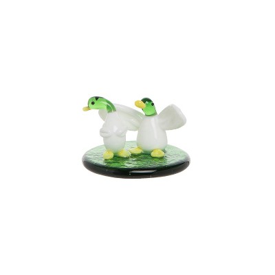 Beachcombers Pair Of Ducks Mini Glass Art Figure Figurine Home Decor Ocean Nautical Coastal Marine 1.5 X 0.94 X 0.94
