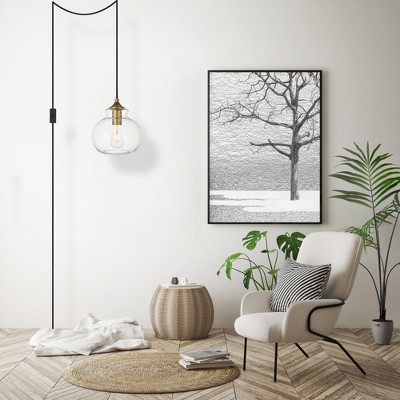 Brass and Clear Glass Globe Pendant Light with Adjustable Cord