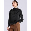 Allegra K Women's Satin Mock Neck Pleated Puff Sleeve Blouse - 2 of 4