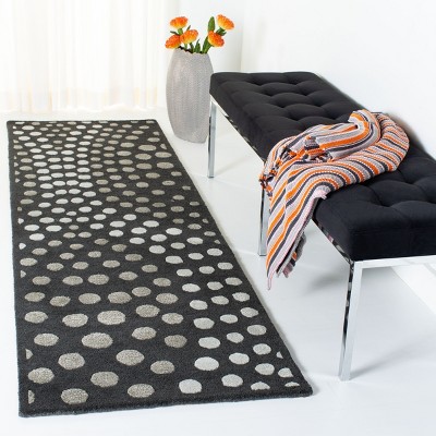 Dark Grey Hand-Tufted Wool and Viscose Area Rug, 2'6" x 4'