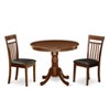 East West Furniture ANCA3-MAH-LC 3Pc Rounded 36 Inch Kitchen Table And Two Faux Leather Seat Kitchen Chairs - 2 of 4