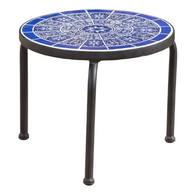 Slate Ceramic Tile Side Table - Blue/White - Christopher Knight Home