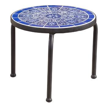 Slate Ceramic Tile Side Table - Blue/White - Christopher Knight Home