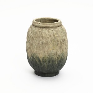 LuxenHome Old-World Brown with Green Bottom 10-Inch Tall Round Terracotta Vase Multicolored - 1 of 4