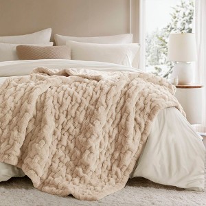 YOOCOZZ 50x60" Ruched Fur Throw Blanket - 1 of 4