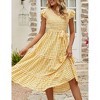 Clearlove Women's Summer Casual Dresses Cap Ruffle Sleeve V Neck Button Belted Boho Maxi Dress - 4 of 4