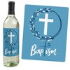 Big Dot of Happiness Baptism Blue Elegant Cross - Boy Religious Party Decorations for Women and Men - Wine Bottle Label Stickers - Set of 4 - 2 of 4