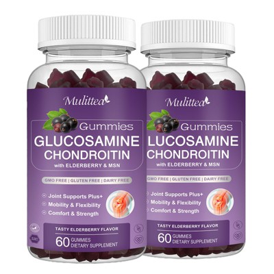 Mulittea Glucosamine Chondroitin Gummies with Elderberry, Joint & Immune Support for Adults - 120 Gummies