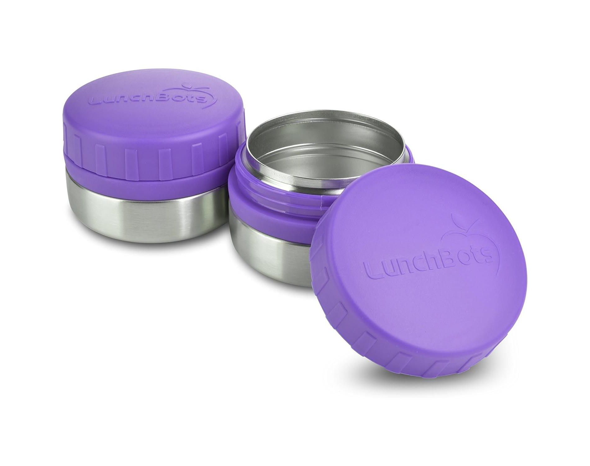 LunchBots Stainless Steel Leak Proof 4oz Rounds - Set of 2 - Purple
