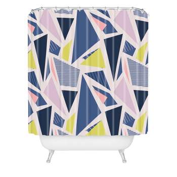 Mareike Boehmer Color Block Triangles Shower Curtain Blue - Deny Designs