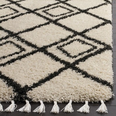 Ivory and Cream Hand-knotted Shag Wool Area Rug