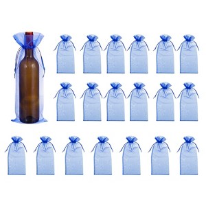 Unique Bargains Organza Drawstring Wine Bottle Wrapping Gift Bags 14.5" x 5.5" 20 Pcs - 1 of 4
