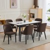 Modern Dining Chairs Set of 2, Linen Upholstered Kitchen Chairs with Curved Back & Solid Wood Legs - 4 of 4