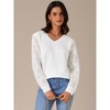 INSPIRE CHIC Women's V-Neck Knit Crochet Hollow Out Long Sleeve Pullover Sweater - 2 of 4