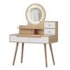 Gulches Small Space Makeup Vanity Desk with Large Mirror - 4 Drawers & 3 Open Shelves, Solid Wood Legs, Elegant Dressing Table Set - 3 of 4