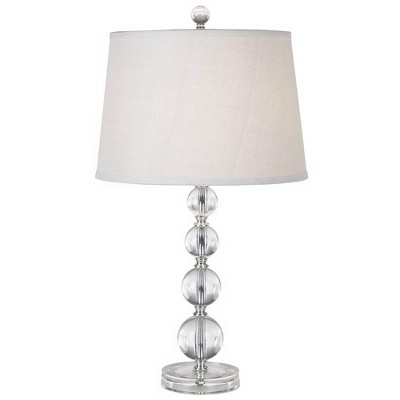 360 Lighting Modern Accent Table Lamp Stacked Clear Acrylic Ball Open Design Off White Drum Shade for Living Room Family Bedroom