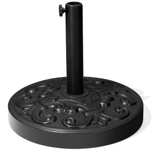 Crestlive Products Patio Umbrella Base Heavy Duty Round Cement Umbrella Stand for Outdoor, Deck, Lawn, Garden, Flower Decorative Pattern - 1 of 4